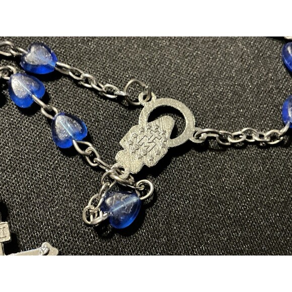 42in Rosary Blue Heart Shaped Beads - Picture 2 of 6